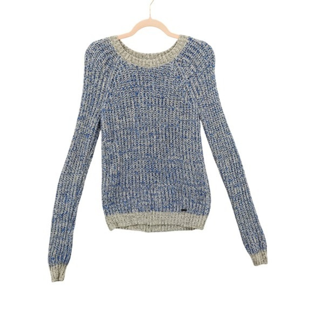 Abercrombie & Fitch Women Coastal Preppy Neutral S Sweater Chunky Knit Blue Grey
